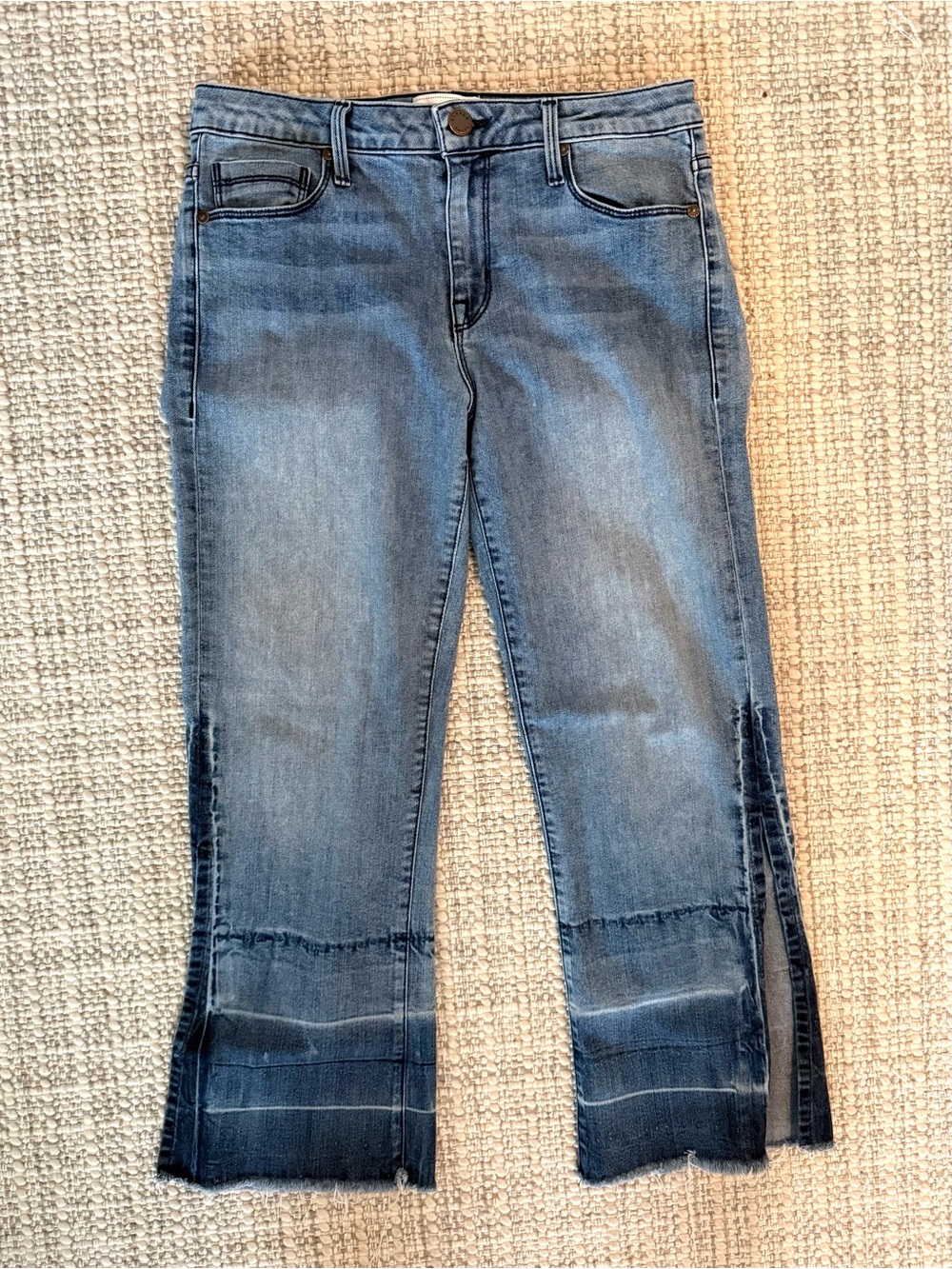 PARKER SMITH Denim Cropped Peek-a-Boo Split-Hem Jeans